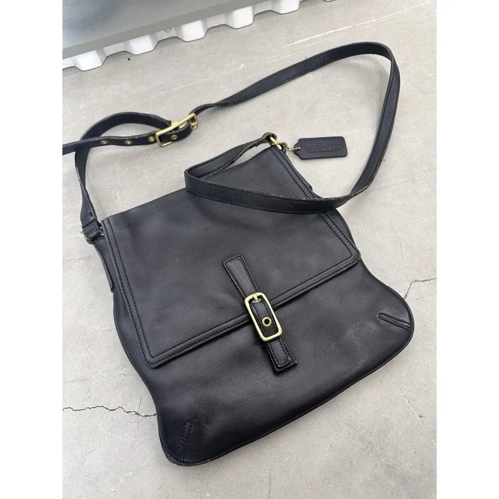 Vintage Coach Legacy, Slim Black Leather Shoulder‎ Bag, Crossbody Purse